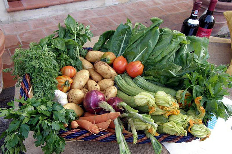 Products and countryside at San Giusto